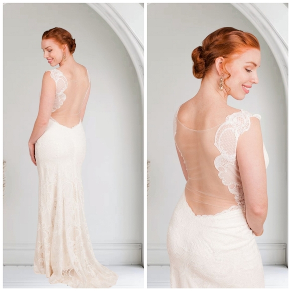 Watters Brides Beige Strap Sleeveless Women's Wedding Dress Size 10 - Picture 3 of 12